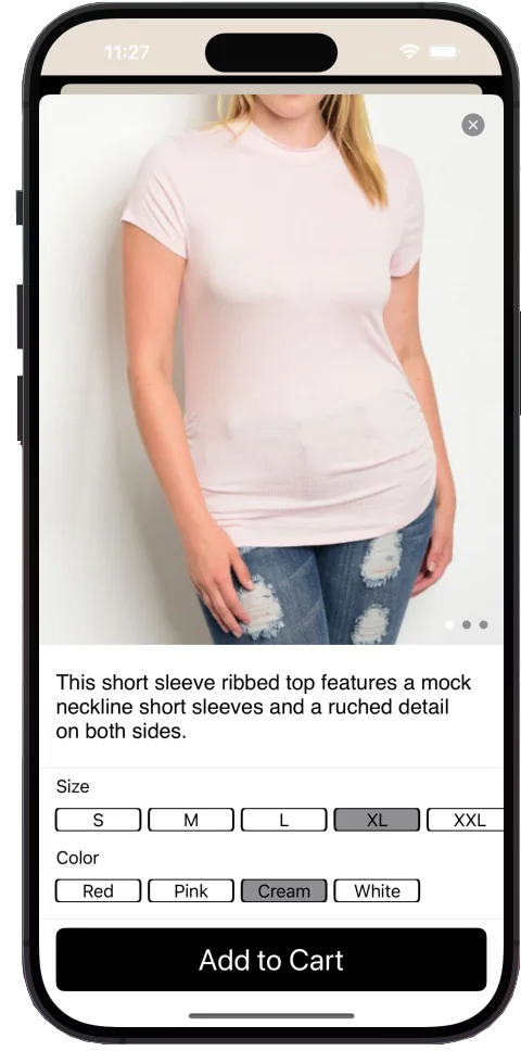 Product details screen